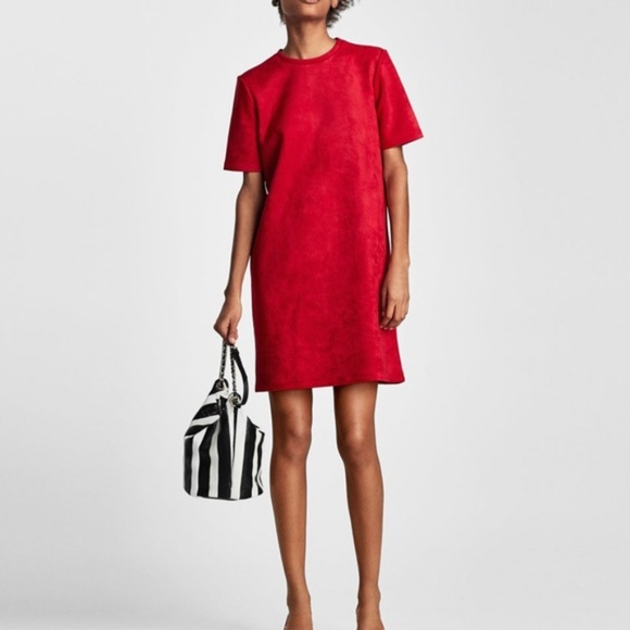 zara suede effect dress